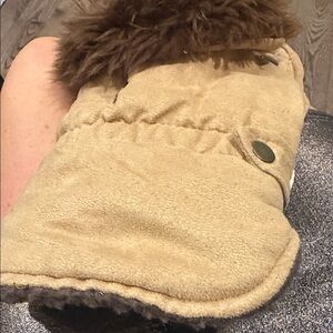 Cozy Tan Dog Jacket with Faux Fur Collar